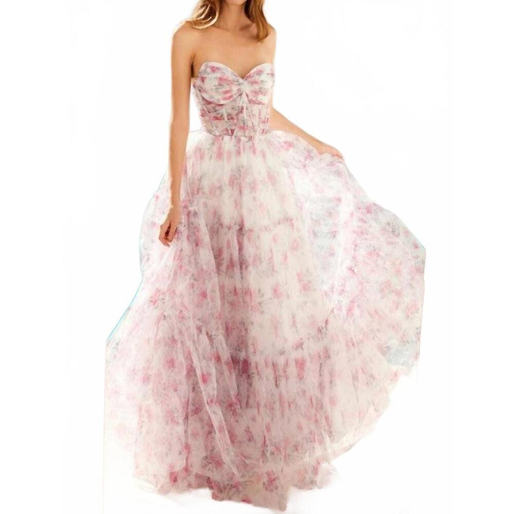 NEW BABYFOX exclusive glamour sweetheart floral gown in pink